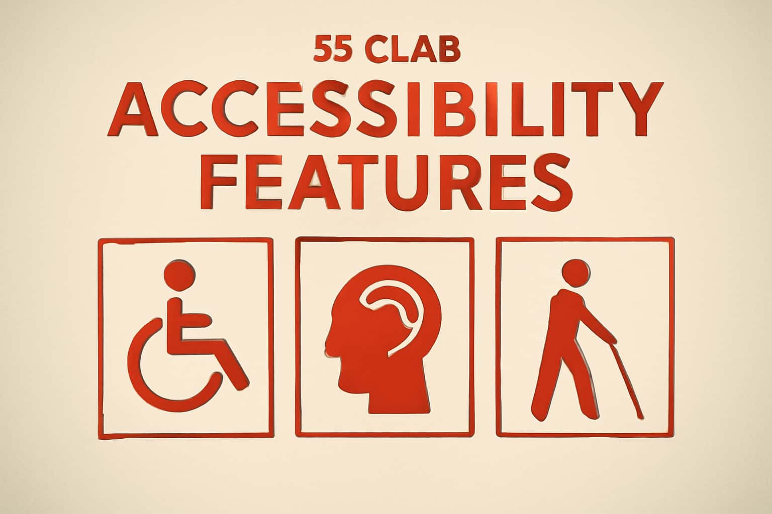An informative visual representation of the 55 Clab Accessibility Features, showcasing various accessibility tools.