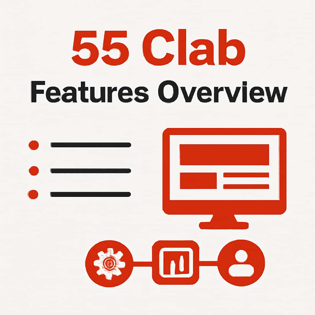 An educational illustration detailing features of 55 Clab.