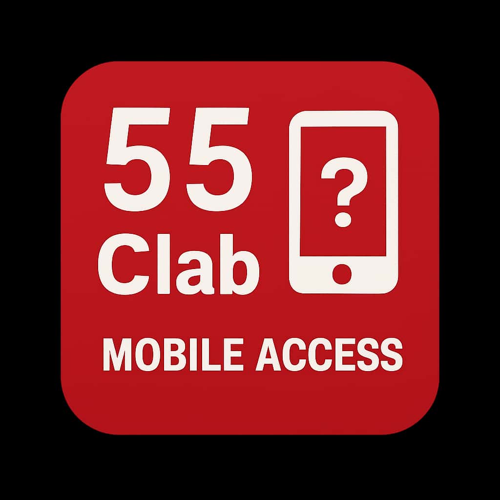 A professional badge illustrating 55 Clab Mobile Access.