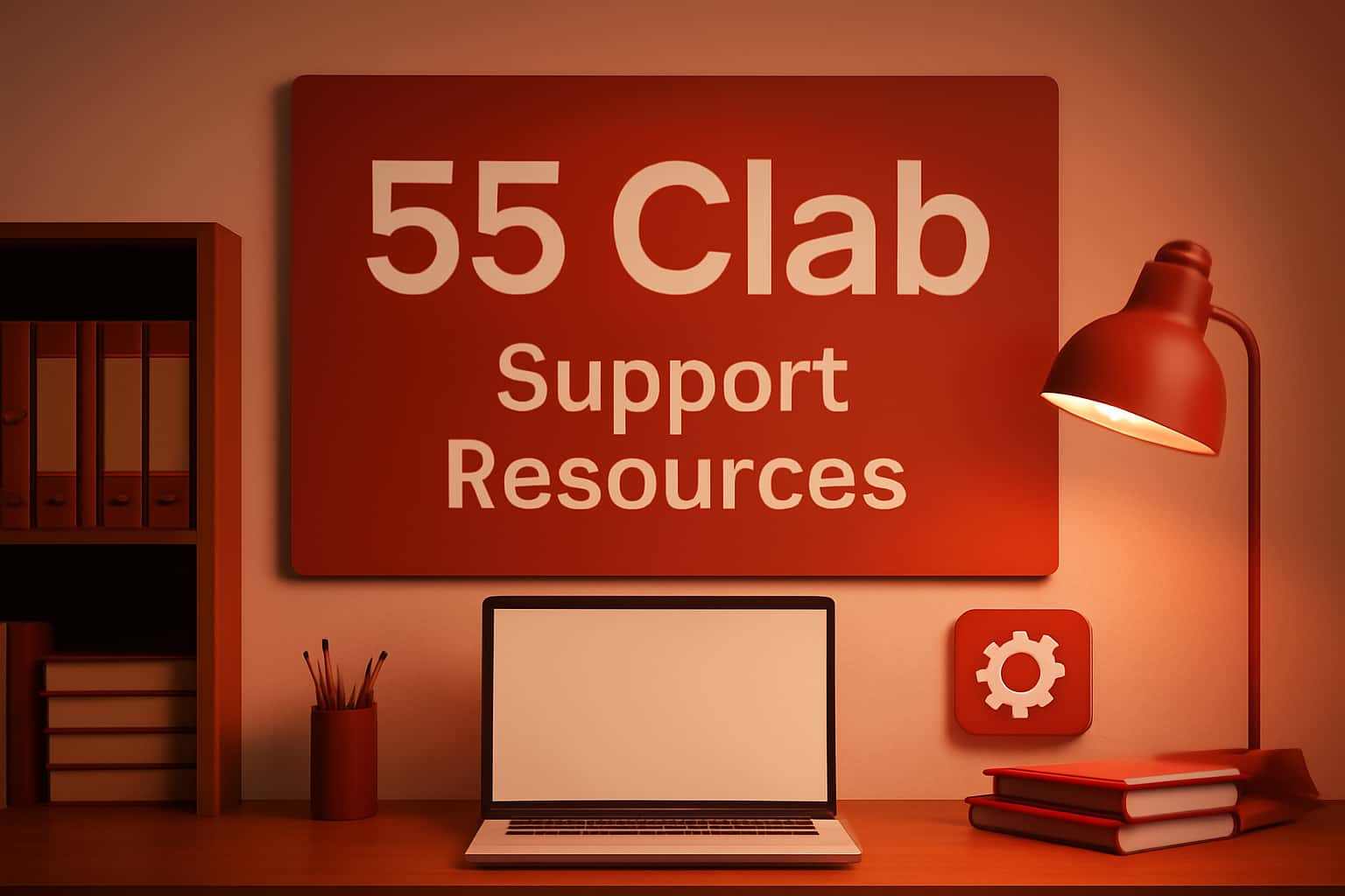 Informational scene showcasing 55 Clab Support Resources