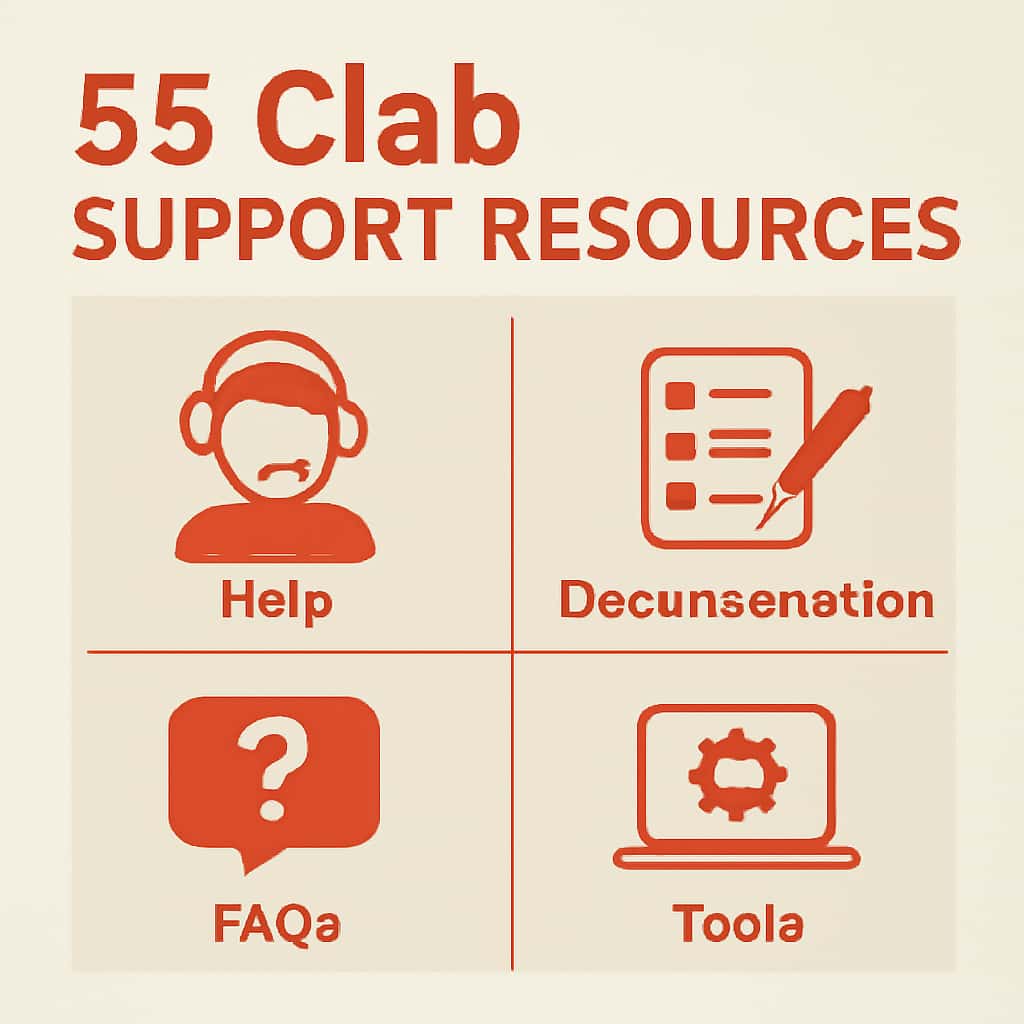 Diagram explaining 55 Clab Support Resources