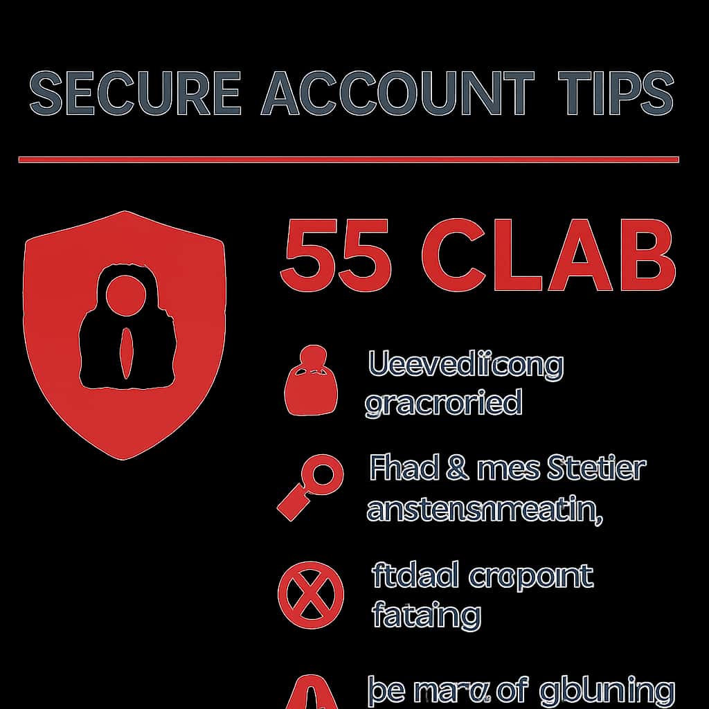 An educational diagram explaining security protocols for 55 Clab accounts.
