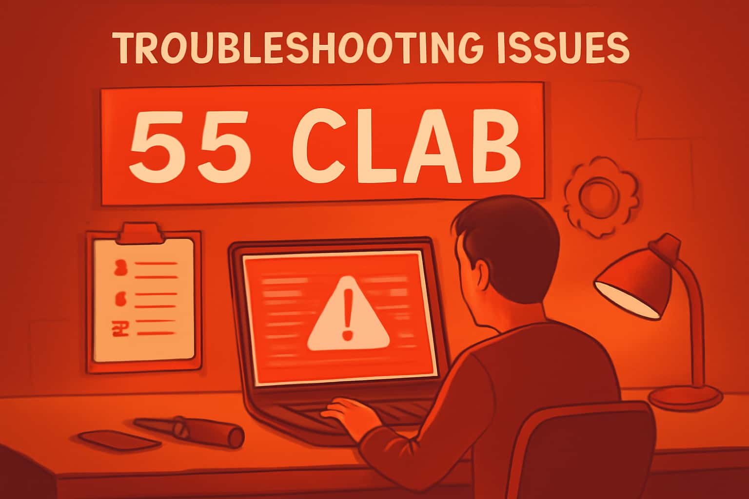 An informational scene on troubleshooting 55 Clab issues.
