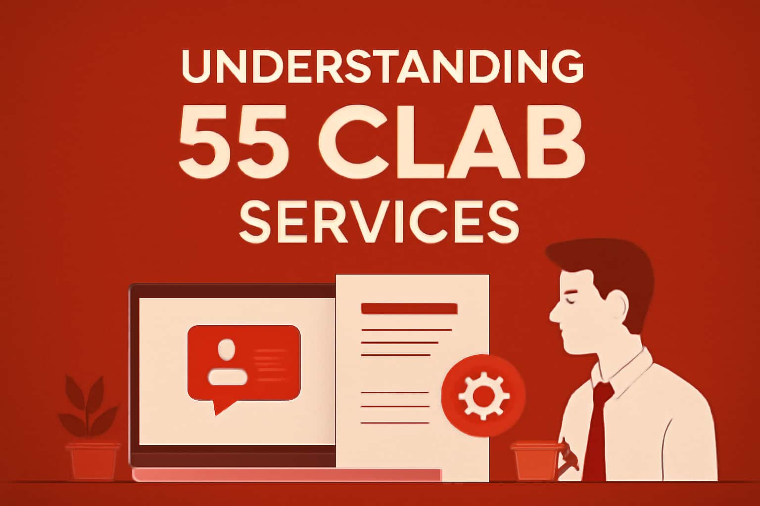 An informative scene illustrating 55 Clab Services.
