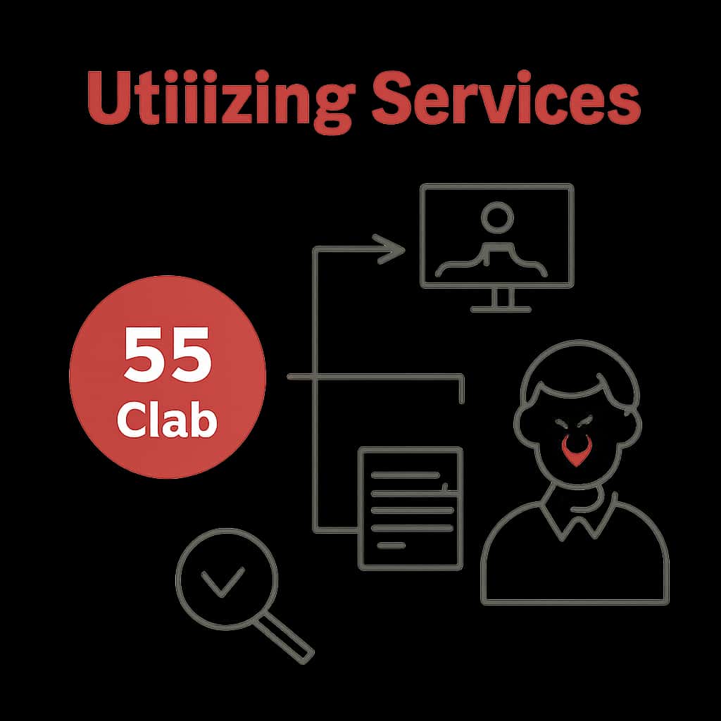 An educational diagram about 55 Clab Services.